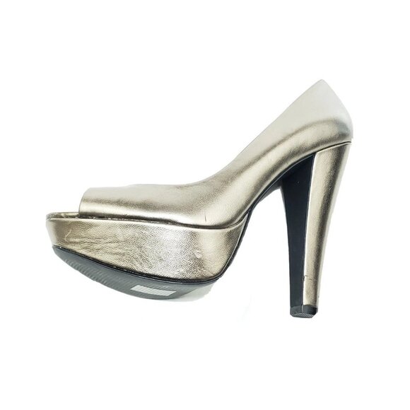 ALDO Womens Platform Peep Toe Heels Metallic Bronze Leather EUR 37/US 6.5-7 - Picture 8 of 10